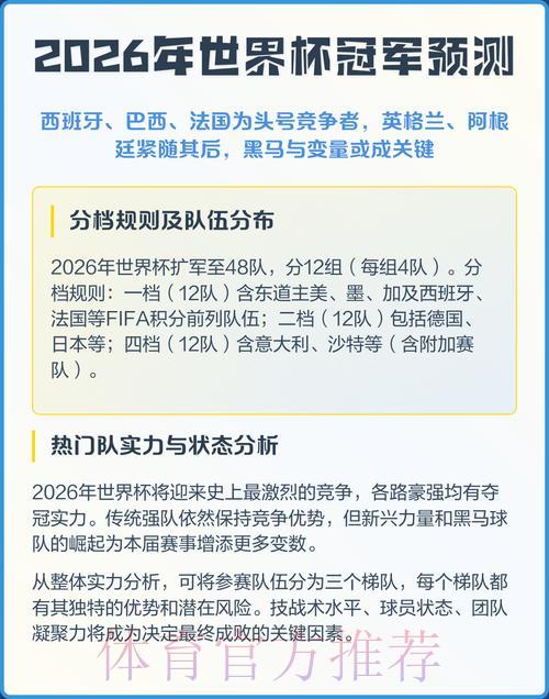 2026年世界杯预测热门网页版来袭 2026年世界杯预测热门网页版来袭